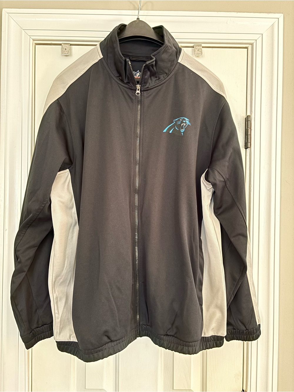 NFL Carolina Panthers Black & White Full-Zip Performance Jacket with Teal Logo
